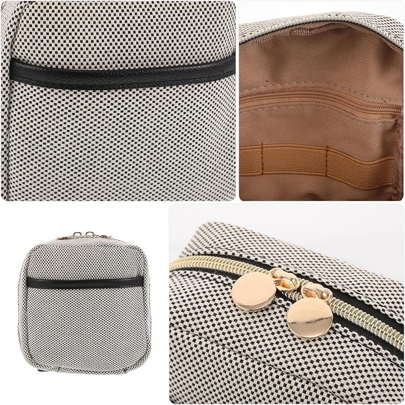 Black Travel Makeup Organizer Bag 14x14x6cm With Dividers Zipper Pouch - Image 3